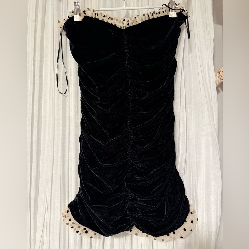 Urban Outfitters Black Ruched Velvet Dress